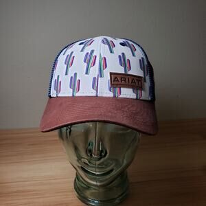 Ariat Women's One Size Cactus Print Snapback Hat Cap Blue Mesh Country Cowgirl